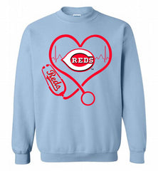 Nurse Heartbeat Cincinnati Reds Crewneck Sweatshirt - zezetee Nurse Heartbeat Cincinnati Reds Crewneck Sweatshirt - zezetee