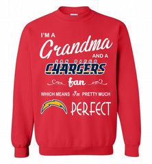 I'M A Grandma And A Chargers Fans I'm Pretty Much Perfect Crewneck Sweatshirt - zezetee I'M A Grandma And A Chargers Fans I'm Pretty Much Perfect Crewneck Sweatshirt - zezetee