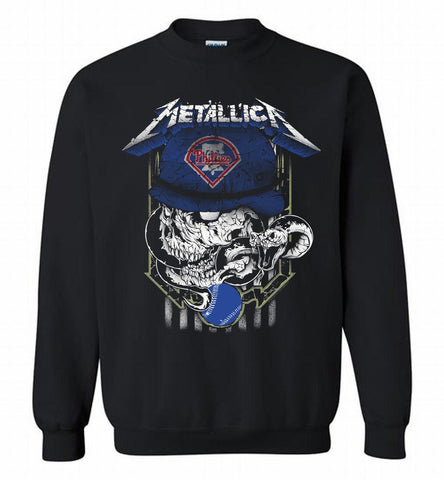 Metallica Skull Philadelphia Phillies Logo Crewneck Sweatshirt - zezetee Metallica Skull Philadelphia Phillies Logo Crewneck Sweatshirt - zezetee