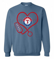 Nurse Heartbeat Texas Rangers Crewneck Sweatshirt - zezetee Nurse Heartbeat Texas Rangers Crewneck Sweatshirt - zezetee