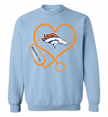 Nurse Heartbeat Denver Broncos Crewneck Sweatshirt - zezetee Nurse Heartbeat Denver Broncos Crewneck Sweatshirt - zezetee