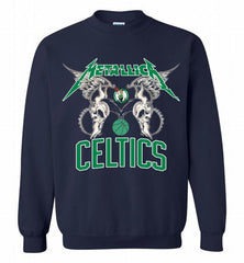 Metallica Boston Celtics Logo Crewneck Sweatshirt - zezetee Metallica Boston Celtics Logo Crewneck Sweatshirt - zezetee