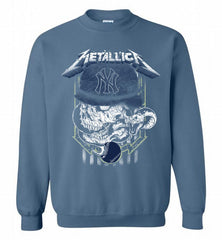 Metallica Skull New York Yankees Logo Crewneck Sweatshirt - zezetee Metallica Skull New York Yankees Logo Crewneck Sweatshirt - zezetee