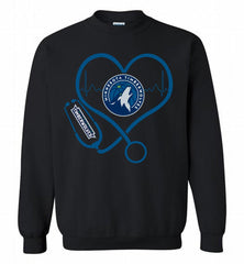 Nurse Heartbeat Love MinnesotaTimberwolves Crewneck Sweatshirt - zezetee Nurse Heartbeat Love MinnesotaTimberwolves Crewneck Sweatshirt - zezetee