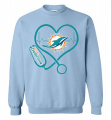Nurse Heartbeat Miami Dolphins Crewneck Sweatshirt - zezetee Nurse Heartbeat Miami Dolphins Crewneck Sweatshirt - zezetee