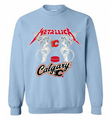 Metallica Calgary Flames Logo Crewneck Sweatshirt - zezetee Metallica Calgary Flames Logo Crewneck Sweatshirt - zezetee