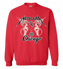 Metallica Chicago White Sox Logo Crewneck Sweatshirt - zezetee Metallica Chicago White Sox Logo Crewneck Sweatshirt - zezetee