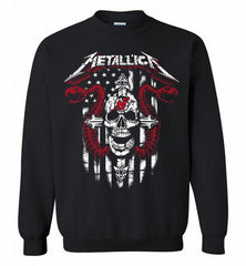 Metallica Snake Skull New Jersey Devils Logo Crewneck Sweatshirt - zezetee Metallica Snake Skull New Jersey Devils Logo Crewneck Sweatshirt - zezetee