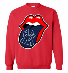 New York Yankees  x The Rolling Stones Logo Crewneck Sweatshirt - zezetee New York Yankees  x The Rolling Stones Logo Crewneck Sweatshirt - zezetee