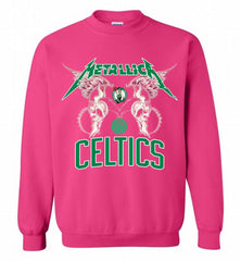 Metallica Boston Celtics Logo Crewneck Sweatshirt - zezetee Metallica Boston Celtics Logo Crewneck Sweatshirt - zezetee
