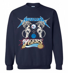 Metallica Philadelphia 76ers Logo Crewneck Sweatshirt - zezetee Metallica Philadelphia 76ers Logo Crewneck Sweatshirt - zezetee