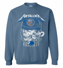 Metallica Skull Snake New York Islanders Crewneck Sweatshirt - zezetee Metallica Skull Snake New York Islanders Crewneck Sweatshirt - zezetee