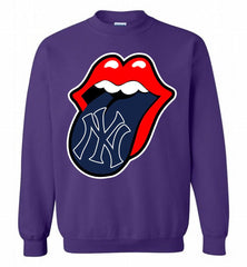 New York Yankees  x The Rolling Stones Logo Crewneck Sweatshirt - zezetee New York Yankees  x The Rolling Stones Logo Crewneck Sweatshirt - zezetee