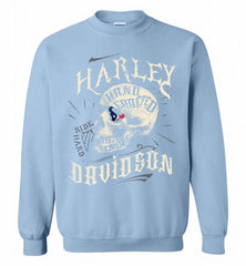 HARLEY DAVIDSON SKULL Houston Texans Crewneck Sweatshirt - zezetee HARLEY DAVIDSON SKULL Houston Texans Crewneck Sweatshirt - zezetee
