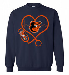 Nurse Heartbeat Baltimore Orioles Crewneck Sweatshirt - zezetee Nurse Heartbeat Baltimore Orioles Crewneck Sweatshirt - zezetee