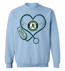 Nurse Heartbeat Oakland Athletics Crewneck Sweatshirt - zezetee Nurse Heartbeat Oakland Athletics Crewneck Sweatshirt - zezetee