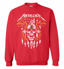 Metallica Snake Skull Boston Bruins Logo Crewneck Sweatshirt - zezetee Metallica Snake Skull Boston Bruins Logo Crewneck Sweatshirt - zezetee