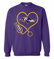 Nurse Heartbeat Baltimore Ravens Crewneck Sweatshirt - zezetee Nurse Heartbeat Baltimore Ravens Crewneck Sweatshirt - zezetee