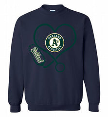 Nurse Heartbeat Oakland Athletics Crewneck Sweatshirt - zezetee Nurse Heartbeat Oakland Athletics Crewneck Sweatshirt - zezetee