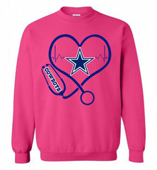 Nurse Heartbeat Dallas Cowboys Crewneck Sweatshirt - zezetee Nurse Heartbeat Dallas Cowboys Crewneck Sweatshirt - zezetee