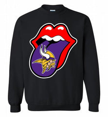 Minnesota Vikings  x The Rolling Stones Logo Crewneck Sweatshirt - zezetee Minnesota Vikings  x The Rolling Stones Logo Crewneck Sweatshirt - zezetee