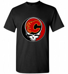 NHL TEAM CALGARY FLAMES X GRATEFUL DEAD LOGO BAND Shirt - zezetee NHL TEAM CALGARY FLAMES X GRATEFUL DEAD LOGO BAND Shirt - zezetee