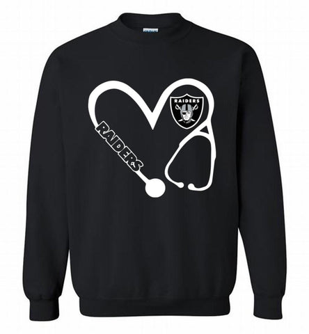 HEART 3-4 NURSE OAKLAND RAIDERS= Crewneck Sweatshirt - zezetee HEART 3-4 NURSE OAKLAND RAIDERS= Crewneck Sweatshirt - zezetee