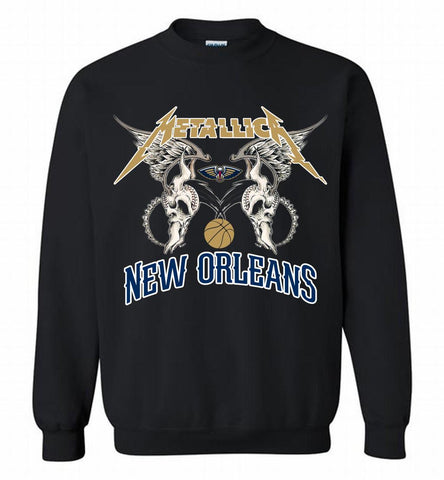 Metallica New Orleans Pelicans Logo Crewneck Sweatshirt - zezetee Metallica New Orleans Pelicans Logo Crewneck Sweatshirt - zezetee