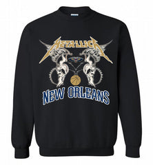 Metallica New Orleans Pelicans Logo Crewneck Sweatshirt - zezetee Metallica New Orleans Pelicans Logo Crewneck Sweatshirt - zezetee
