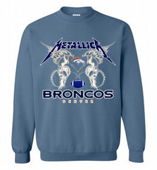 Metallica Denver Broncos Logo Crewneck Sweatshirt - zezetee Metallica Denver Broncos Logo Crewneck Sweatshirt - zezetee