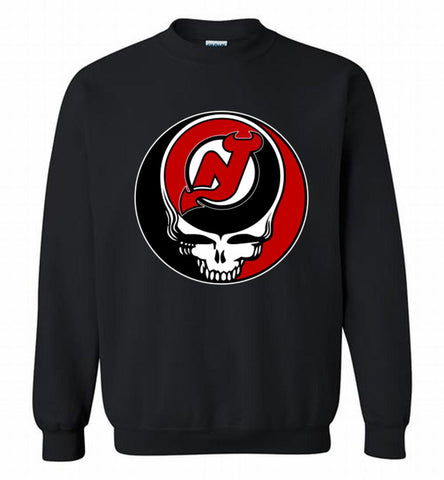 NHL TEAM NEW JERSEY DEVILS X GRATEFUL DEAD LOGO BAND Crewneck Sweatshirt - zezetee NHL TEAM NEW JERSEY DEVILS X GRATEFUL DEAD LOGO BAND Crewneck Sweatshirt - zezetee