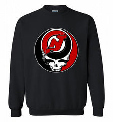 NHL TEAM NEW JERSEY DEVILS X GRATEFUL DEAD LOGO BAND Crewneck Sweatshirt - zezetee NHL TEAM NEW JERSEY DEVILS X GRATEFUL DEAD LOGO BAND Crewneck Sweatshirt - zezetee