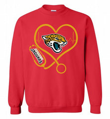 Nurse Heartbeat Jacksonville Jaguars Crewneck Sweatshirt - zezetee Nurse Heartbeat Jacksonville Jaguars Crewneck Sweatshirt - zezetee