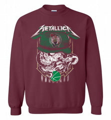 Metallica Skull Snake Boston Celtics Crewneck Sweatshirt - zezetee Metallica Skull Snake Boston Celtics Crewneck Sweatshirt - zezetee