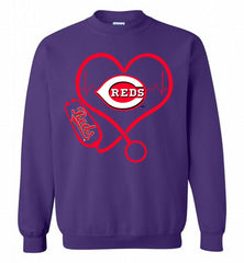 Nurse Heartbeat Cincinnati Reds Crewneck Sweatshirt - zezetee Nurse Heartbeat Cincinnati Reds Crewneck Sweatshirt - zezetee
