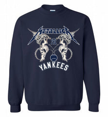 Metallica New York Yankees Logo Crewneck Sweatshirt - zezetee Metallica New York Yankees Logo Crewneck Sweatshirt - zezetee