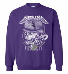 Metallica Skull Chicago White Sox Logo Crewneck Sweatshirt - zezetee Metallica Skull Chicago White Sox Logo Crewneck Sweatshirt - zezetee