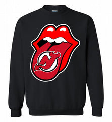 New Jersey Devils  x The Rolling Stones Logo Crewneck Sweatshirt - zezetee New Jersey Devils  x The Rolling Stones Logo Crewneck Sweatshirt - zezetee