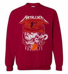 Metallica Skull Baltimore Orioles Logo Crewneck Sweatshirt - zezetee Metallica Skull Baltimore Orioles Logo Crewneck Sweatshirt - zezetee