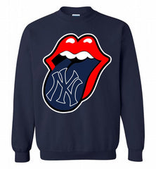 New York Yankees  x The Rolling Stones Logo Crewneck Sweatshirt - zezetee New York Yankees  x The Rolling Stones Logo Crewneck Sweatshirt - zezetee