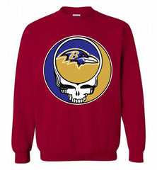 Baltimore Ravens Grateful Dead Logo Band Crewneck Sweatshirt - zezetee Baltimore Ravens Grateful Dead Logo Band Crewneck Sweatshirt - zezetee