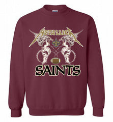 Metallica New Orleans Saints Logo Crewneck Sweatshirt - zezetee Metallica New Orleans Saints Logo Crewneck Sweatshirt - zezetee