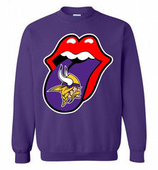 Minnesota Vikings  x The Rolling Stones Logo Crewneck Sweatshirt - zezetee Minnesota Vikings  x The Rolling Stones Logo Crewneck Sweatshirt - zezetee