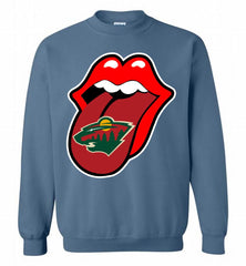 Minnesota Wild x The Rolling Stones Logo Crewneck Sweatshirt - zezetee Minnesota Wild x The Rolling Stones Logo Crewneck Sweatshirt - zezetee
