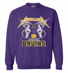 Metallica Boston Bruins Logo Crewneck Sweatshirt - zezetee Metallica Boston Bruins Logo Crewneck Sweatshirt - zezetee
