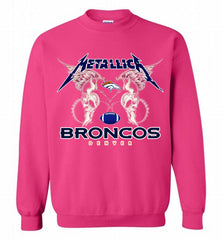 Metallica Denver Broncos Logo Crewneck Sweatshirt - zezetee Metallica Denver Broncos Logo Crewneck Sweatshirt - zezetee
