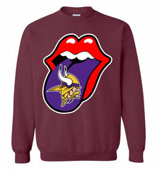 Minnesota Vikings  x The Rolling Stones Logo Crewneck Sweatshirt - zezetee Minnesota Vikings  x The Rolling Stones Logo Crewneck Sweatshirt - zezetee