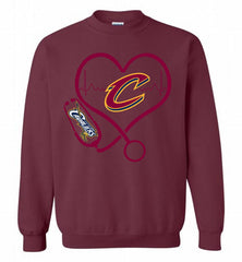 Nurse Heartbeat Love Cleveland Cavaliers Crewneck Sweatshirt - zezetee Nurse Heartbeat Love Cleveland Cavaliers Crewneck Sweatshirt - zezetee