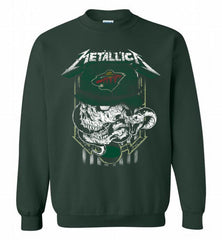 Metallica Skull Snake Minnesota Wild Crewneck Sweatshirt - zezetee Metallica Skull Snake Minnesota Wild Crewneck Sweatshirt - zezetee