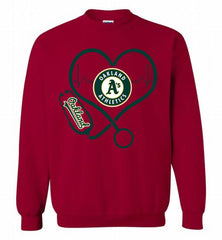 Nurse Heartbeat Oakland Athletics Crewneck Sweatshirt - zezetee Nurse Heartbeat Oakland Athletics Crewneck Sweatshirt - zezetee